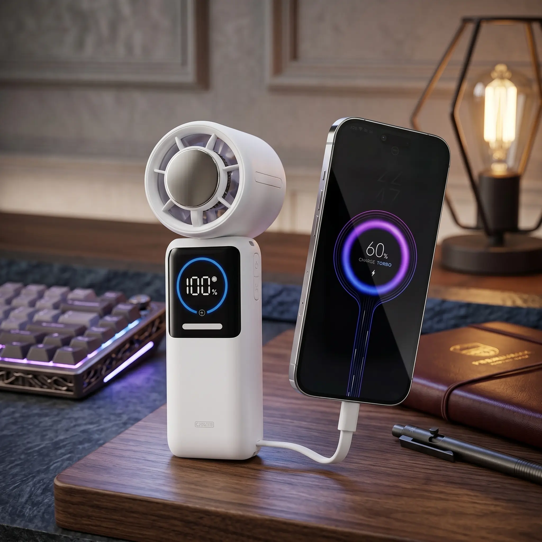 Portable Handheld Cooling Fan with Power Bank - Image 3